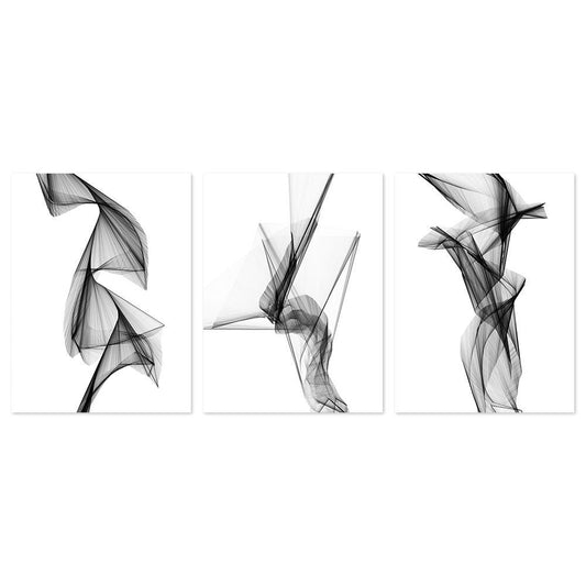 wall-art-print-canvas-poster-framed-Aerial Silk, Black And White, Set Of 3-by-Gioia Wall Art-Gioia Wall Art