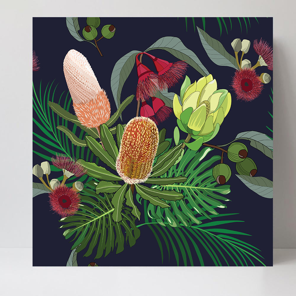 wall-art-print-canvas-poster-framed-Australia Native Flower, Banksia, Waratah And Protea-by-Gioia Wall Art-Gioia Wall Art