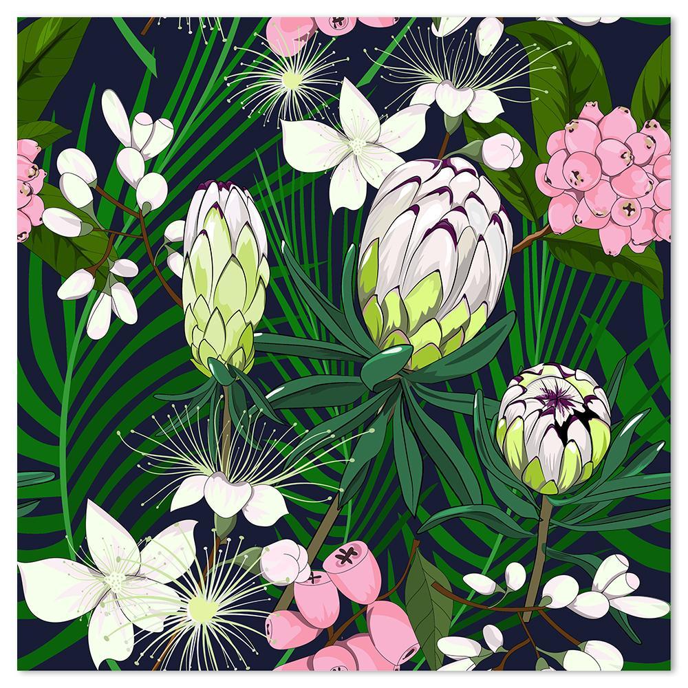 wall-art-print-canvas-poster-framed-Australian Native Flowers, Lime Flower, Protea And Pink Lilly Pilly-by-Gioia Wall Art-Gioia Wall Art