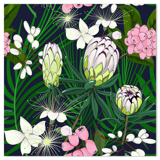 wall-art-print-canvas-poster-framed-Australian Native Flowers, Lime Flower, Protea And Pink Lilly Pilly-by-Gioia Wall Art-Gioia Wall Art