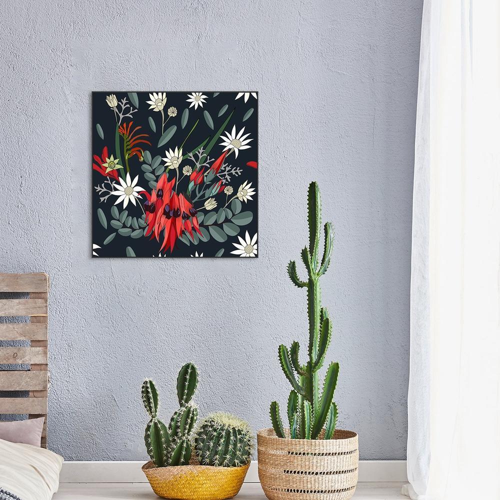 wall-art-print-canvas-poster-framed-Australian Native Flowers, Swainsona Formosa, White Flannel Flowers And Kangaroo Paw-by-Gioia Wall Art-Gioia Wall Art