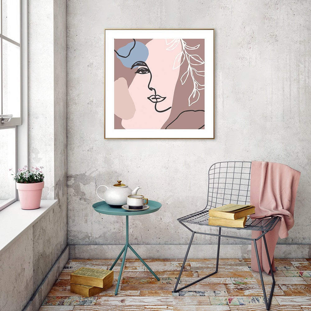 wall-art-print-canvas-poster-framed-Beauty And Flower, Line Art, Style C-by-Gioia Wall Art-Gioia Wall Art