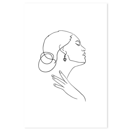 wall-art-print-canvas-poster-framed-Elegant Lady, One Line Drawing, Line Art-by-Gioia Wall Art-Gioia Wall Art