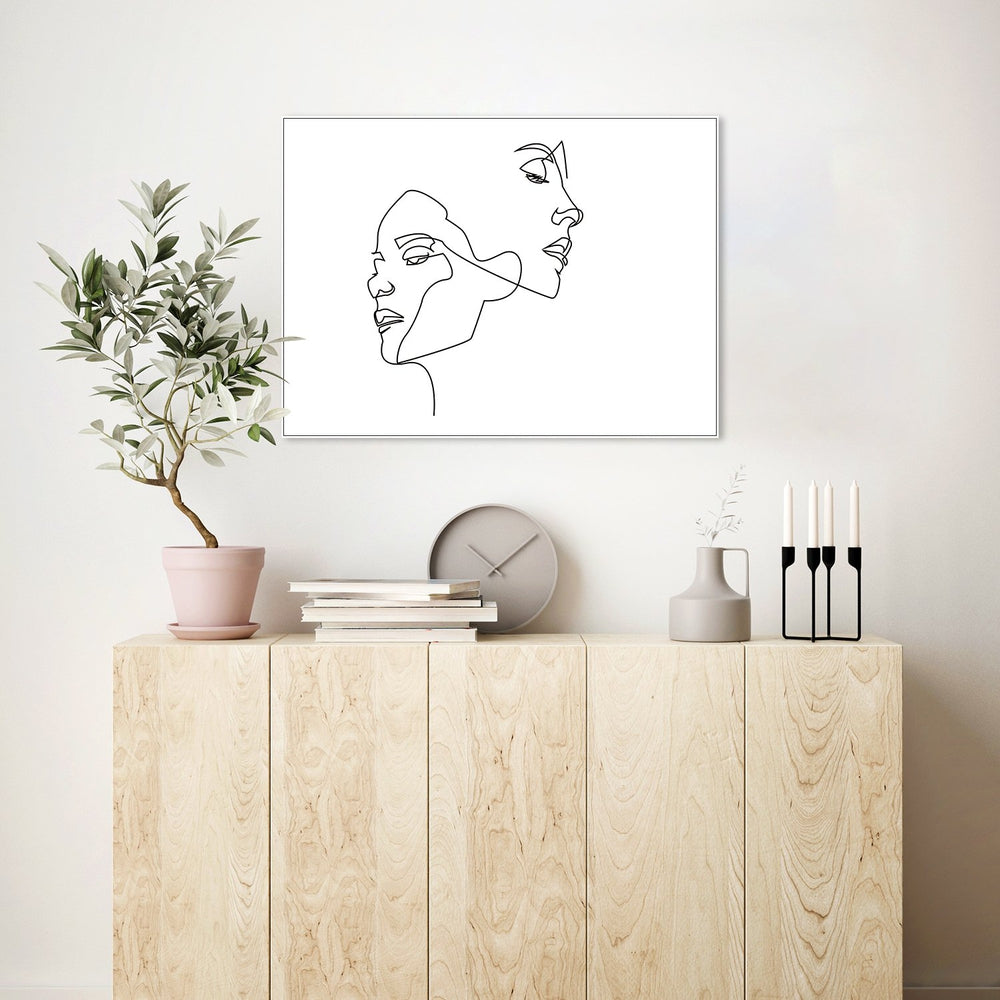 wall-art-print-canvas-poster-framed-Faces And Hairstyle, Continuous Line Art-by-Gioia Wall Art-Gioia Wall Art