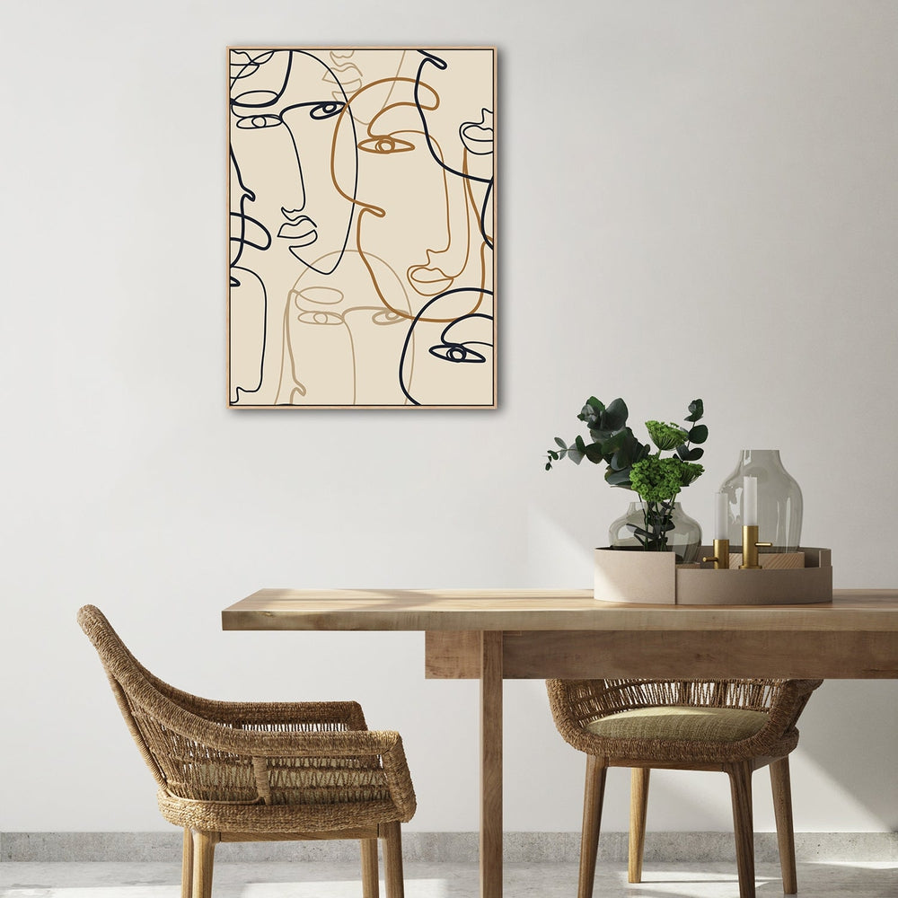 wall-art-print-canvas-poster-framed-Faces, Line Art-by-Gioia Wall Art-Gioia Wall Art