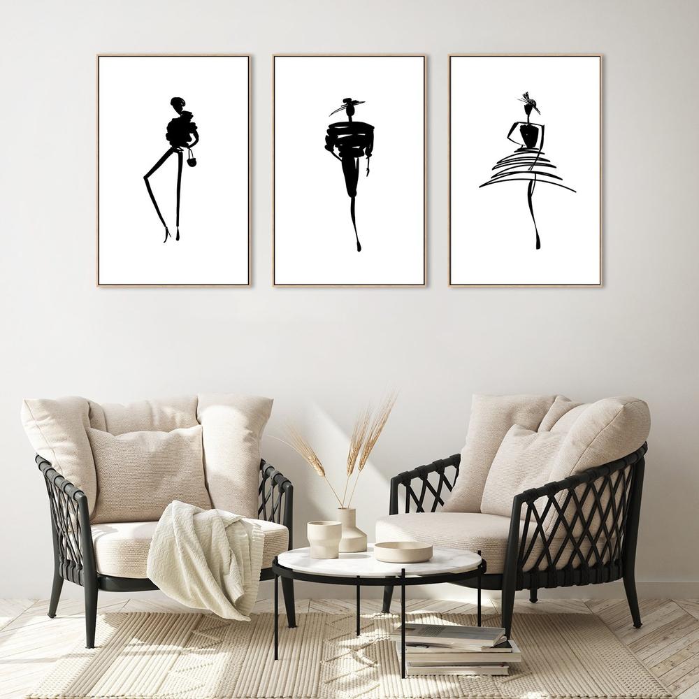 wall-art-print-canvas-poster-framed-Fashion Sketch, Set Of 3-by-Gioia Wall Art-Gioia Wall Art