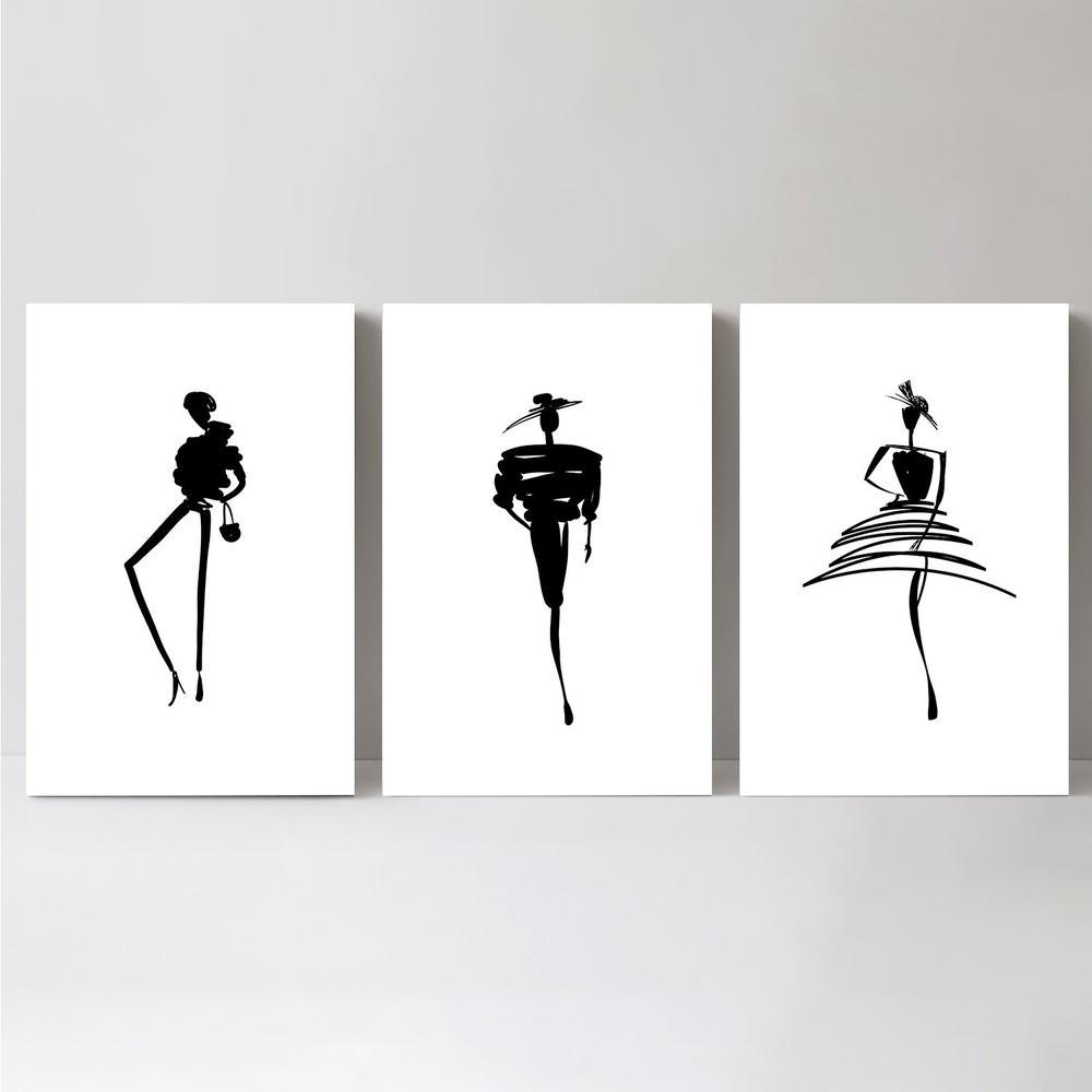 wall-art-print-canvas-poster-framed-Fashion Sketch, Set Of 3-by-Gioia Wall Art-Gioia Wall Art