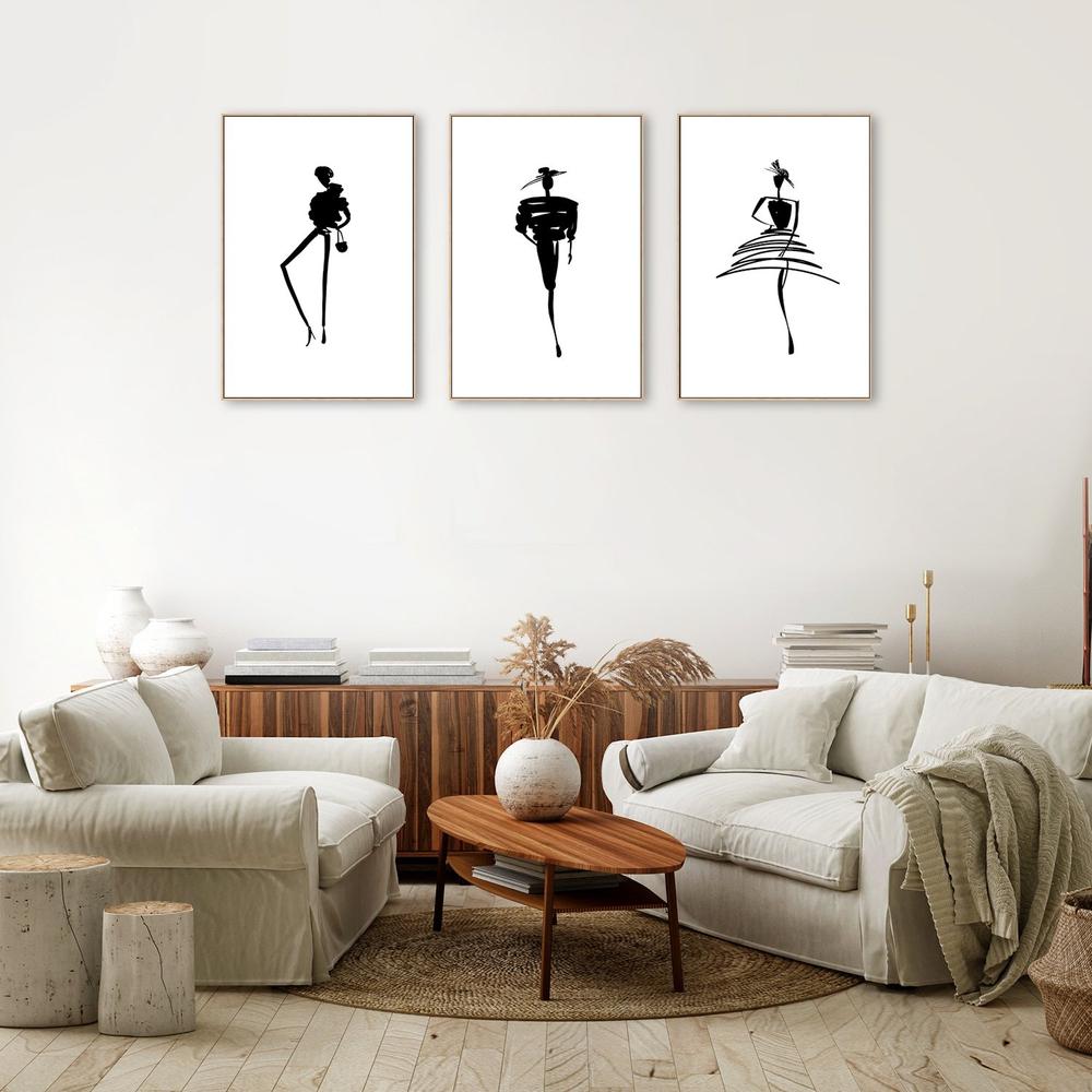 wall-art-print-canvas-poster-framed-Fashion Sketch, Set Of 3-by-Gioia Wall Art-Gioia Wall Art