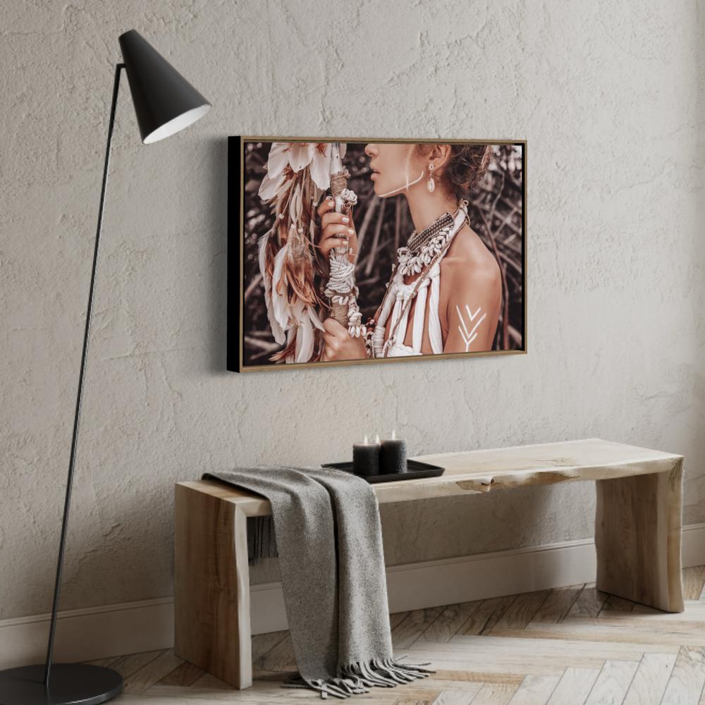 wall-art-print-canvas-poster-framed-Girl With White Jewellery, Boho Style-by-Gioia Wall Art-Gioia Wall Art