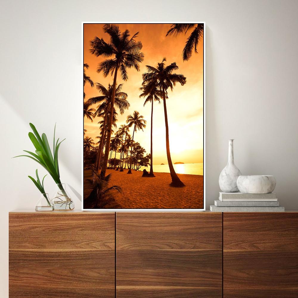 wall-art-print-canvas-poster-framed-Golden Sunset Glow, Palm Beach-by-Gioia Wall Art-Gioia Wall Art