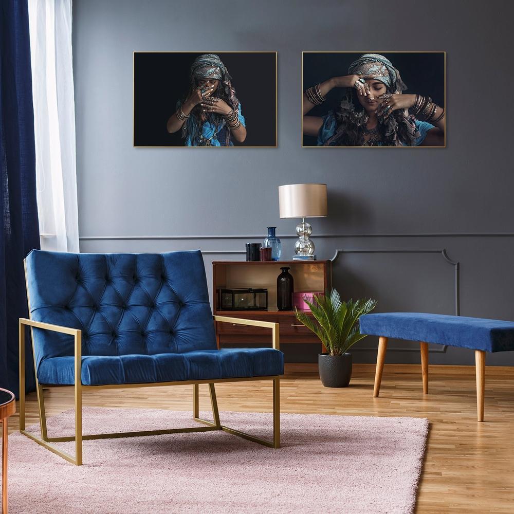 wall-art-print-canvas-poster-framed-Gypsy Woman Wearing Tribal Jewellery, Set Of 2-by-Gioia Wall Art-Gioia Wall Art