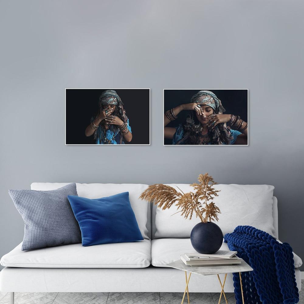 wall-art-print-canvas-poster-framed-Gypsy Woman Wearing Tribal Jewellery, Set Of 2-by-Gioia Wall Art-Gioia Wall Art