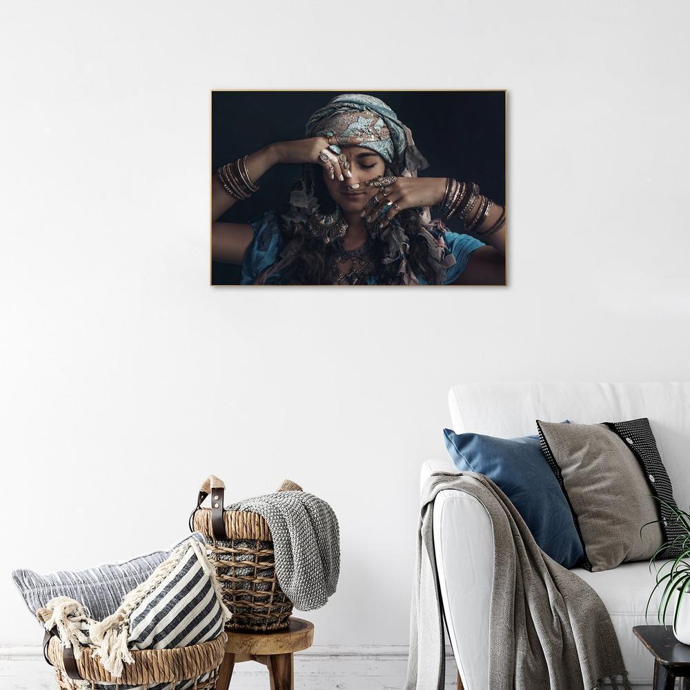wall-art-print-canvas-poster-framed-Gypsy Woman Wearing Tribal Jewellery, Style B-by-Gioia Wall Art-Gioia Wall Art