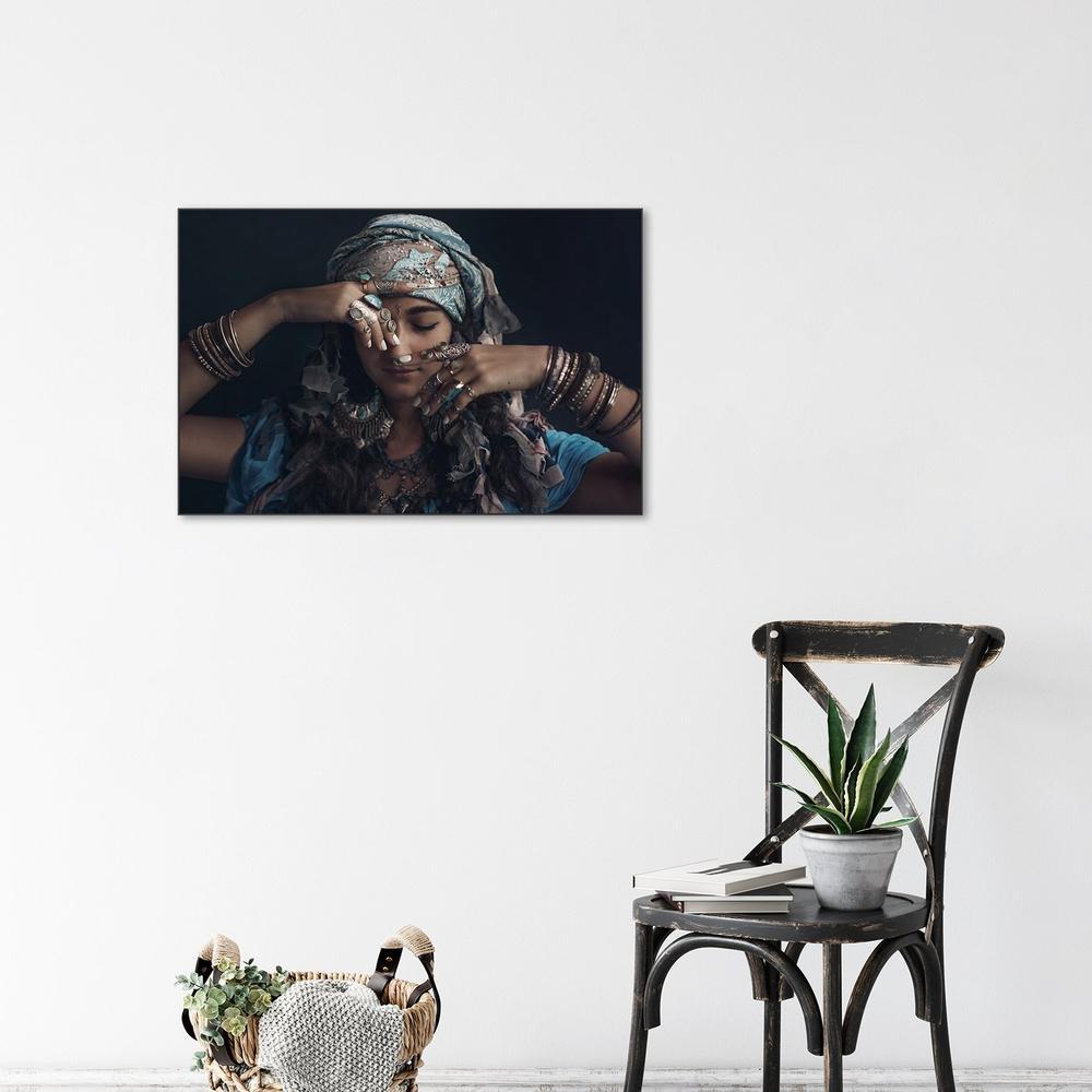 wall-art-print-canvas-poster-framed-Gypsy Woman Wearing Tribal Jewellery, Style B-by-Gioia Wall Art-Gioia Wall Art
