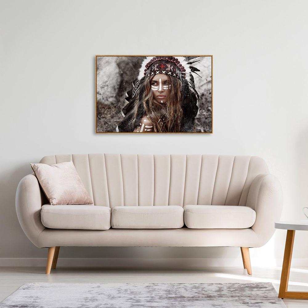 wall-art-print-canvas-poster-framed-Indian Woman Hunter, Lady Warrior-by-Gioia Wall Art-Gioia Wall Art