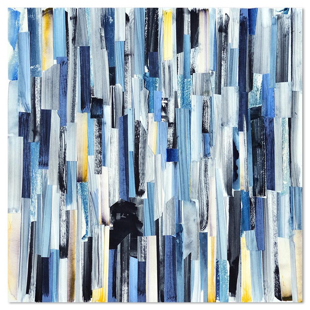 wall-art-print-canvas-poster-framed-Linked, Blue And Gold, Abstract Art-by-Gioia Wall Art-Gioia Wall Art