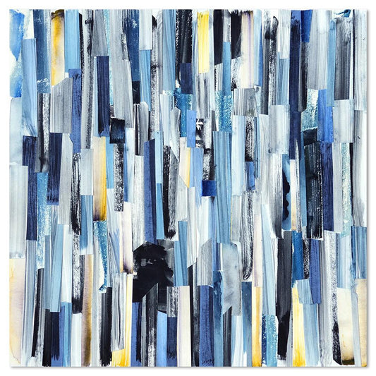 wall-art-print-canvas-poster-framed-Linked, Blue And Gold, Abstract Art-by-Gioia Wall Art-Gioia Wall Art