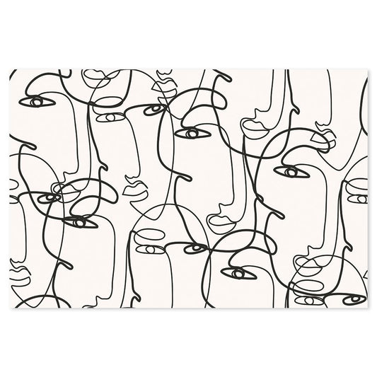 wall-art-print-canvas-poster-framed-Overlapping Faces, Line Art-by-Gioia Wall Art-Gioia Wall Art