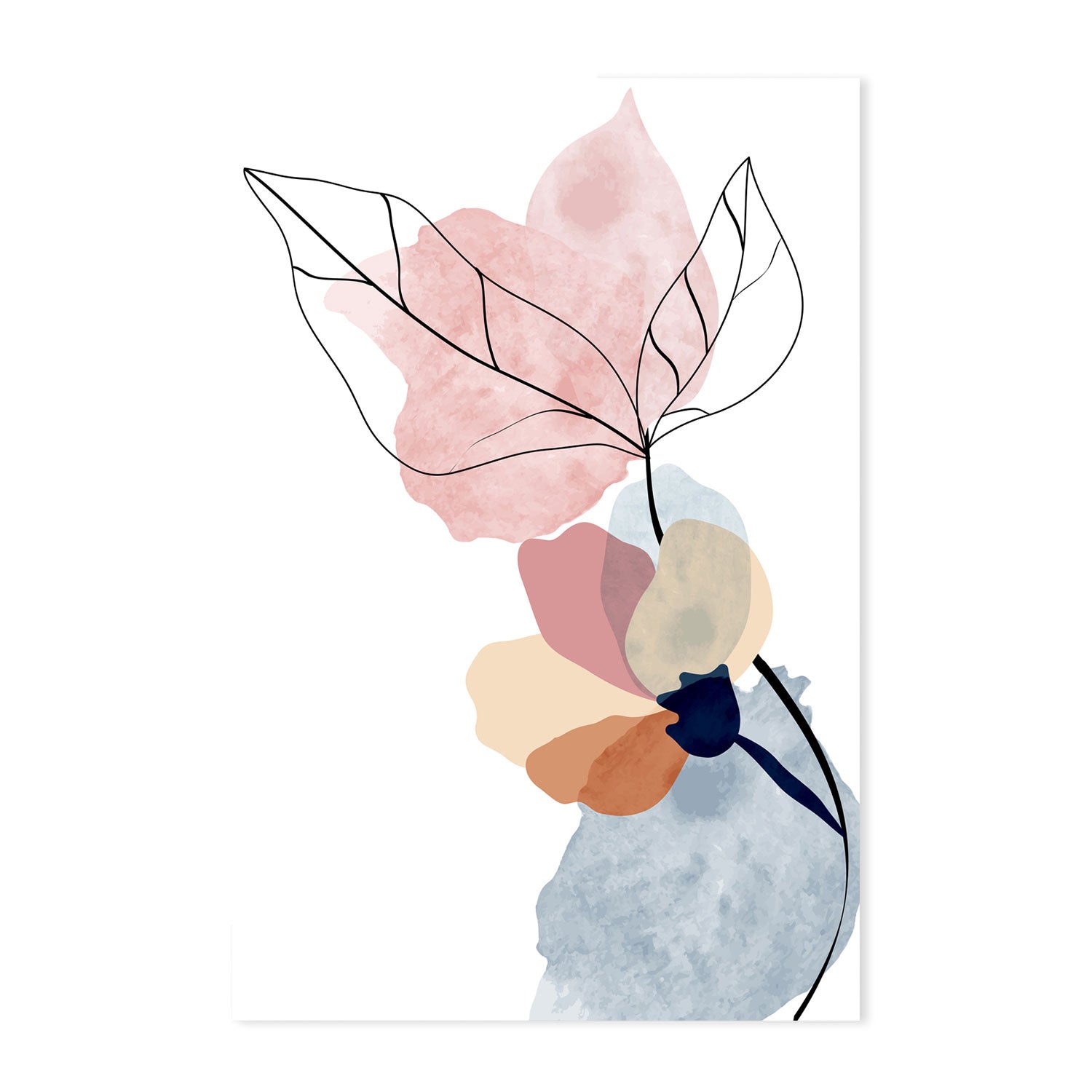 wall-art-print-canvas-poster-framed-Pastel Floral Branch, Style A, B & C, Set Of 3-GIOIA-WALL-ART