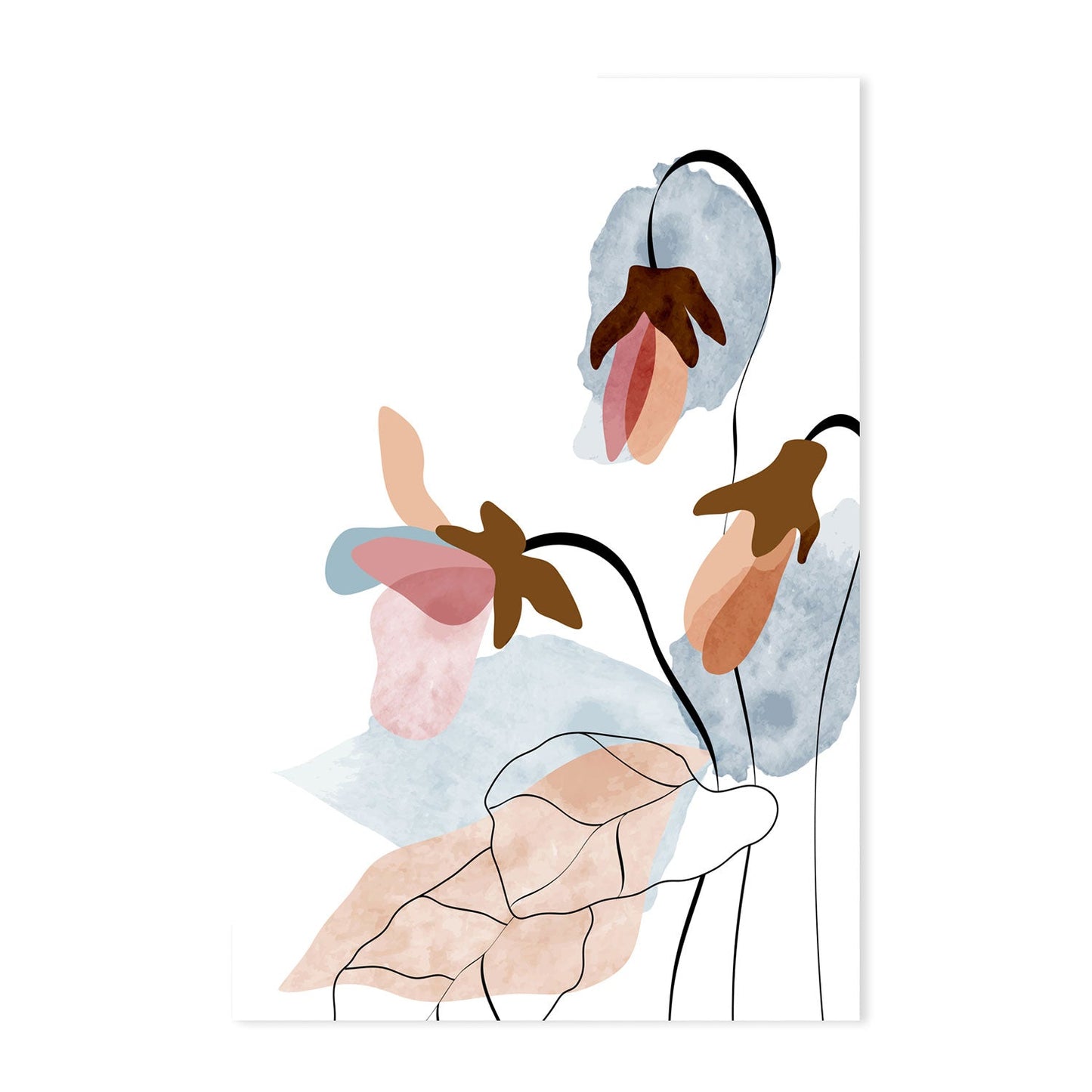 wall-art-print-canvas-poster-framed-Pastel Floral Branch, Style A, B & C, Set Of 3-GIOIA-WALL-ART