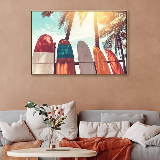wall-art-print-canvas-poster-framed-Surf Boards And Summer Sunshine-by-Gioia Wall Art-Gioia Wall Art