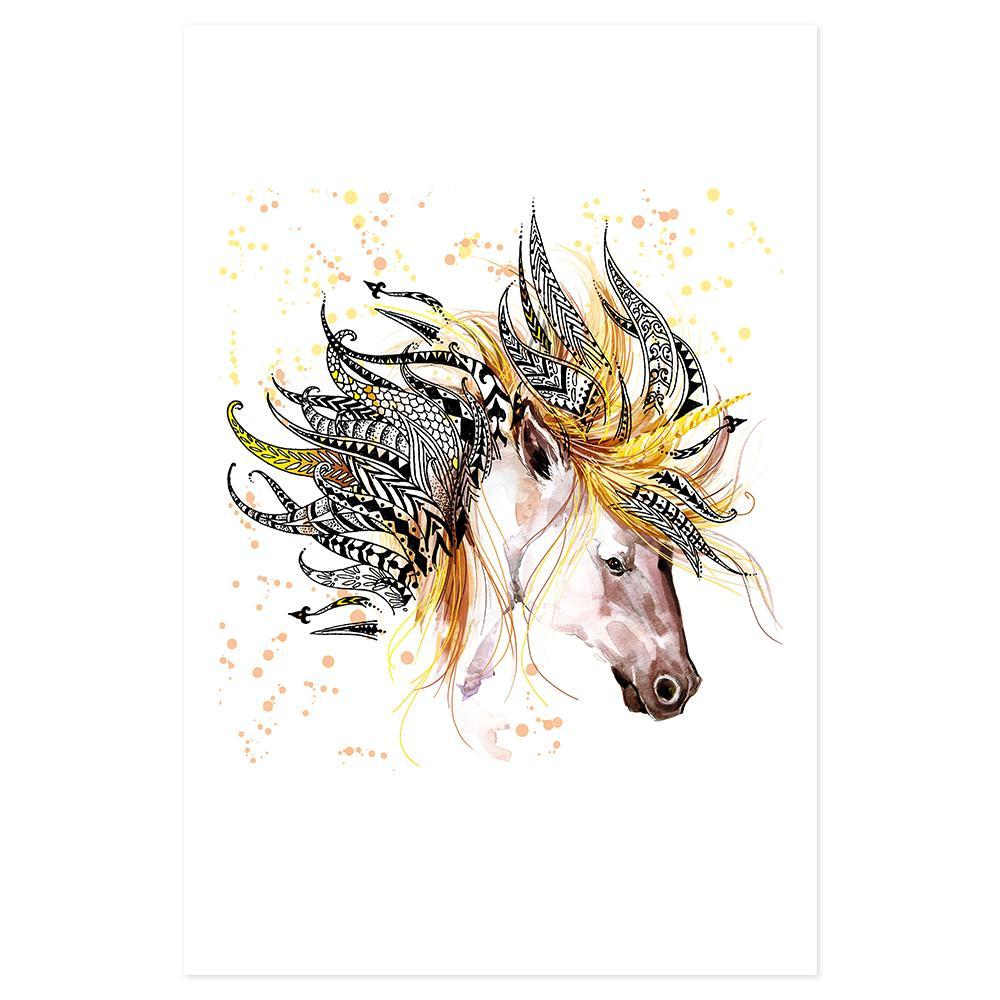 wall-art-print-canvas-poster-framed-Unicorn, Yellow And Blush, Watercolour Painting Style-by-Gioia Wall Art-Gioia Wall Art
