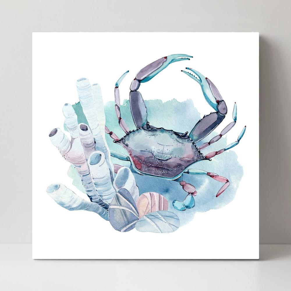 wall-art-print-canvas-poster-framed-Watercolor Crab Under The Blue Sea-by-Gioia Wall Art-Gioia Wall Art