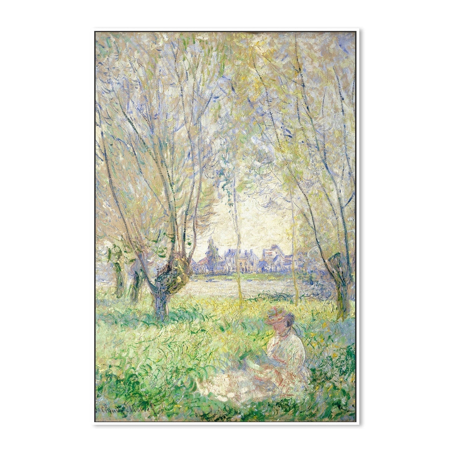 wall-art-print-canvas-poster-framed-Woman Sitting under the Willows 1880 , By Monet-by-Gioia Wall Art-Gioia Wall Art