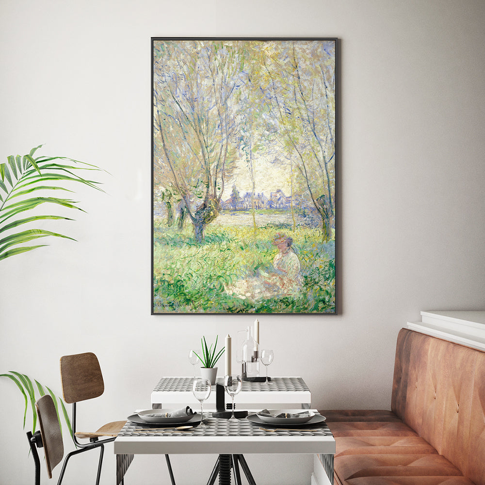 wall-art-print-canvas-poster-framed-Woman Sitting under the Willows 1880 , By Monet-by-Gioia Wall Art-Gioia Wall Art